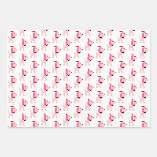 Cartoon roze hond Diva Dog Kerstmis  Inpakpapier Vel (Voorkant 2)