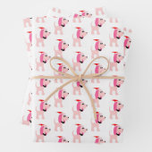 Cartoon roze hond Diva Dog Kerstmis  Inpakpapier Vel (In situ)