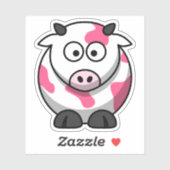 Cartoon roze Koe Sticker (Vel)