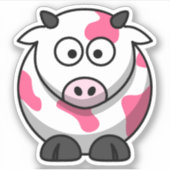 Cartoon roze Koe Sticker (Voorkant)