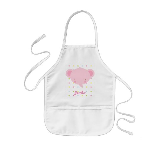 Cartoon Roze Olifant Kinder Schort (Voorkant)