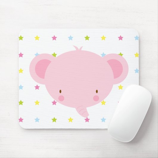 Cartoon Roze Olifant Mousepad Muismat (Met muis)