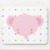 Cartoon Roze Olifant Mousepad Muismat (Voorkant)
