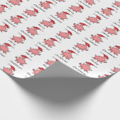 Cartoon Roze Piglet Piggy Red Santa Hat Cadeaupapier (Hoek)