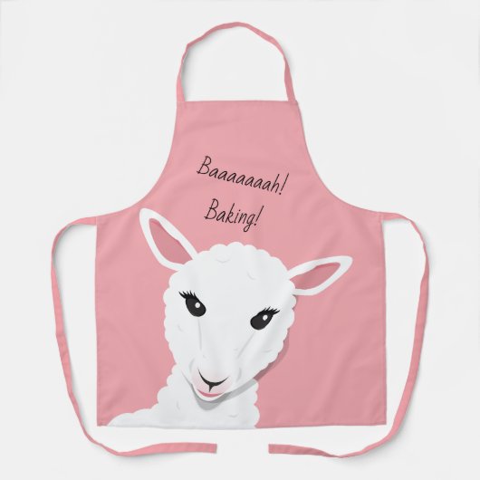 Cartoon Roze witte schapen Schort (Voorkant)