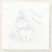 Cartoon RPG Wizard Kat met desktop Glazen Onderzetter (Achterkant)