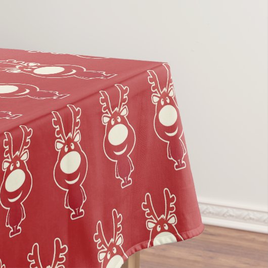Cartoon Rudolph Red Pattern Tafelkleed (Voorbeeld)