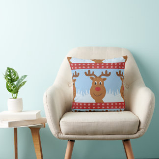 Cartoon Rudolph the Reindeer Reversible Red Kussen
