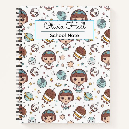 Cartoon Ruimte Terug naar school Benodigdheden Ler Notitieboek (Voorkant)