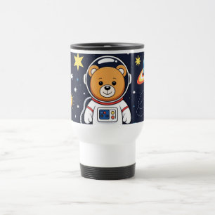 Cartoon Ruimtebeer en Planeten Illustratie Reisbeker