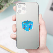 Cartoon Ruimteraket vliegen en Blue Sky Cube Sticker (Telefoon)