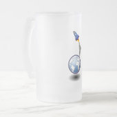 Cartoon Ruimteschip en Wereldbol Matglas Bierpul (Voorkant links)