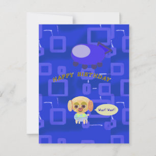 Cartoon Ruimteschip Hond Verjaardagsansichtkaart Briefkaart