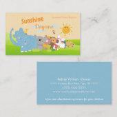 Cartoon Safari Animals Child Daycare Babysitter Visitekaartje (Voorkant / Achterkant)