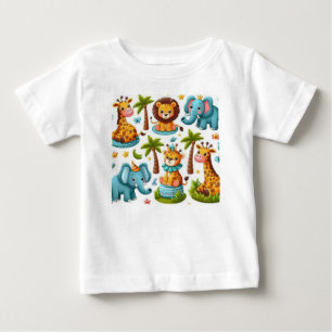 Cartoon Safari Dieren Baby T-shirt