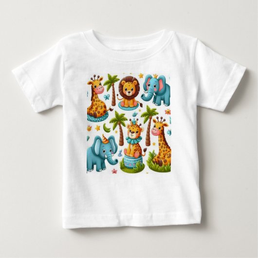 Cartoon Safari Dieren Baby T-shirt (Voorkant)
