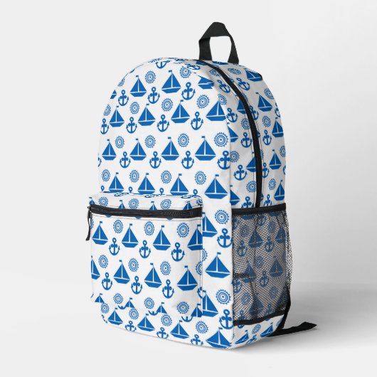 Cartoon Sail Boat Pattern Bedrukte Rugzak (Achterkant Hoek Rechts)