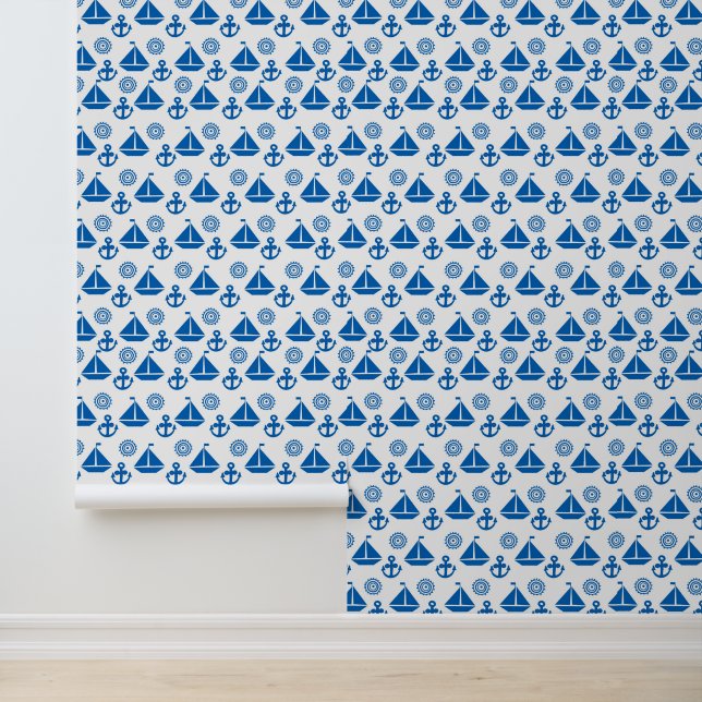 Cartoon Sail Boat Pattern Behang (Applicatie)