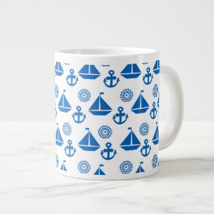 Cartoon Sail Boat Pattern Grote Koffiekop