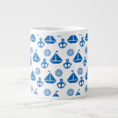Cartoon Sail Boat Pattern Grote Koffiekop (Voorkant)