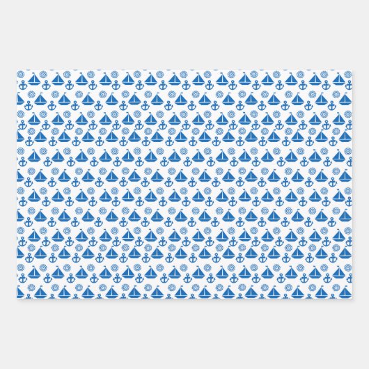 Cartoon Sail Boat Pattern Inpakpapier Vel (Voorkant 3)