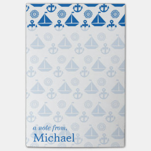 Cartoon Sail Boat Pattern Jouw namen toevoegen Post-it® Notes