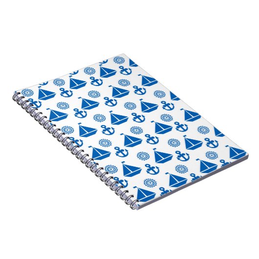 Cartoon Sail Boat Pattern Notitieboek (Rechterzijde)