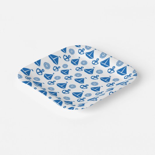 Cartoon Sail Boat Pattern Papieren Bordje (Gebogen)
