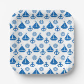 Cartoon Sail Boat Pattern Papieren Bordje (Voorkant)
