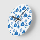 Cartoon Sail Boat Pattern Ronde Klok (Hoek)