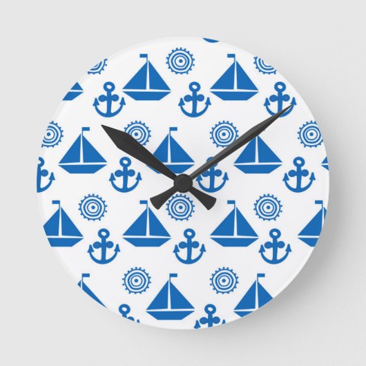 Cartoon Sail Boat Pattern Ronde Klok (Voorkant)