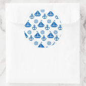Cartoon Sail Boat Pattern Ronde Sticker (Tas)