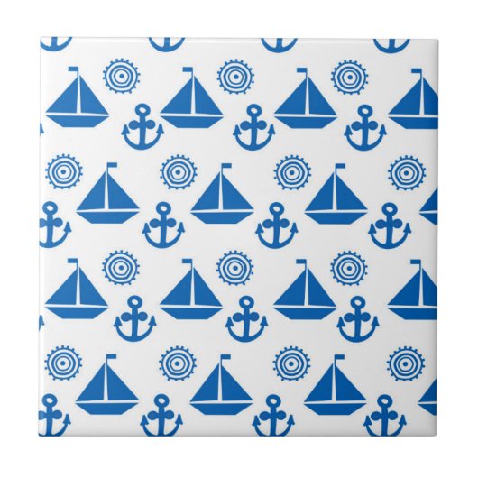 Cartoon Sail Boat Pattern Tegeltje (Voorkant)