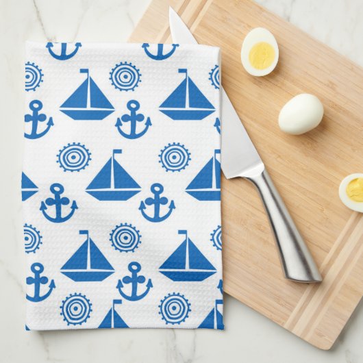 Cartoon Sail Boat Pattern Theedoek (Quarter Fold)