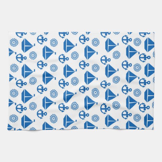 Cartoon Sail Boat Pattern Theedoek (Horizontaal)