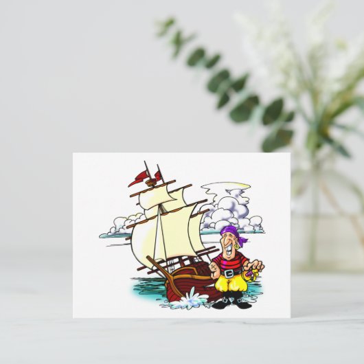 Cartoon Sailing Ship Briefkaart (Staand voorkant)