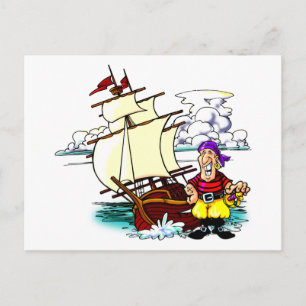 Cartoon Sailing Ship Briefkaart