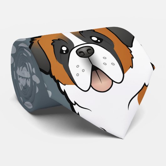 Cartoon Saint Bernard Stropdas (Opgerold)