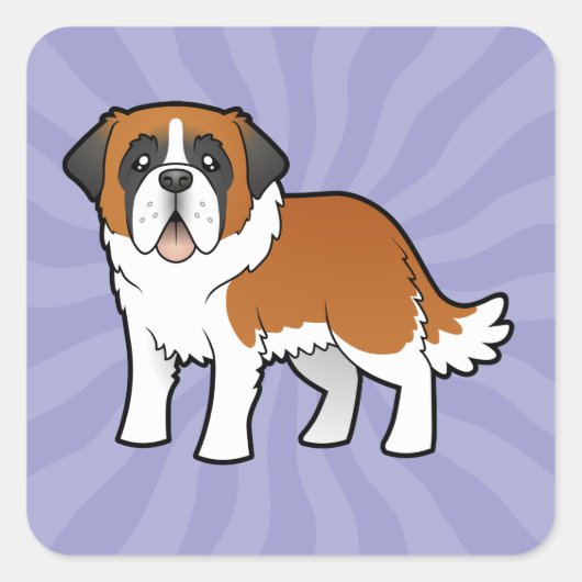 Cartoon Saint Bernard Vierkante Sticker (Voorkant)