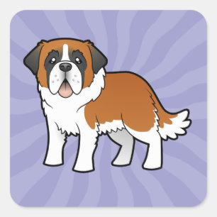 Cartoon Saint Bernard Vierkante Sticker