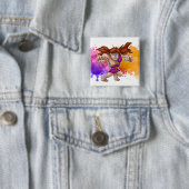 cartoon Samson-knop Vierkante Button 5,1 Cm (In situ)