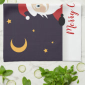 Cartoon Santa Claus die vrolijk kerstfeest wenst Theedoek (Gevouwen)