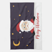 Cartoon Santa Claus die vrolijk kerstfeest wenst Theedoek (Verticaal)