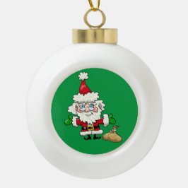 Cartoon Santa Claus Green Ceramic Ball Kersto Keramische Bal Ornament