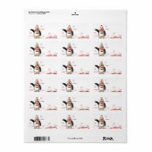 Cartoon Santa Claus Penguin kerstcadeau Label (Full Sheet)