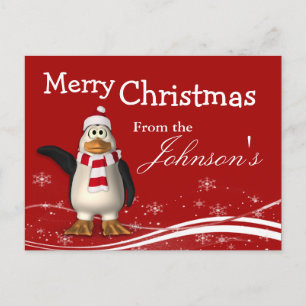 Cartoon Santa Claus Penguin kerstcadeautje Feestdagenkaart