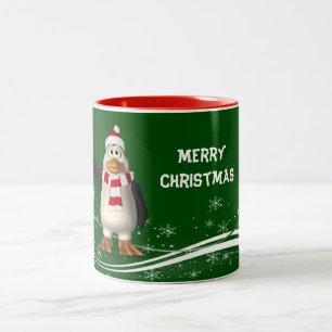 Cartoon Santa Claus Penguin Kerstmis Tweekleurige Koffiemok
