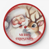 Cartoon Santa Claus Rudolph Christmas Plates Papieren Bordje (Voorkant)