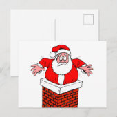 cartoon Santa Claus zit vast in de schoorsteen Briefkaart (Voorkant / Achterkant)