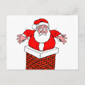 cartoon Santa Claus zit vast in de schoorsteen Briefkaart (Voorkant)
